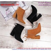 Giày boot nữ da nhung thắt nơ đằng sau trẻ trung GUBB180