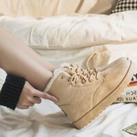 Giày Boot nữ mùa đông - Bốt nữ lót lông thấp cổ - Giày bốt nữ phong cách 2022 .