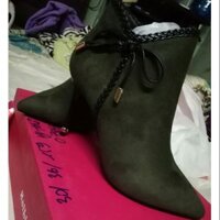GIÀY BOOT NỮ XANH RÊU DA LỘNCAO CẤP