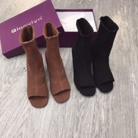 Giày boot vải đế gỗ tròn fullbox
