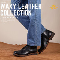 Giày Boots Cổ Cao Nam Captain Da Bò Đen Trơn Bóng Đế Khâu Mckay - Work Boots Thương Hiệu Steeler