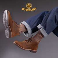 Giày Boots Cổ Lửng Nam Chukka Hunter Da Bò Nâu Sáp Đế Khâu Mckay - Work Boots nhãn hiệu Steeler