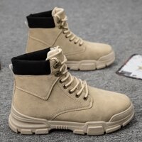 Giày Boots Combat Cao Cổ Cách Điêu BCC10 Nâu
