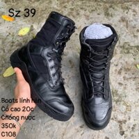 giày boots lính hàn chống thấm nước size 39 màu đen dùng bảo hộ cũng được vì đế chống thép