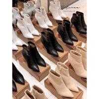 GIÀY BOOTS NỮ GÓT NHỌN 7P KÉO TRONG MŨI NHỌN DA MỀM F0041 EUr