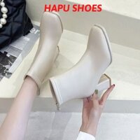 Giày bốt (boot) thời trang nữ da cổ ngắn da mềm khóa sau phong cách Hàn quốc