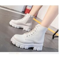 Giày bốt cột dây nữ, chunky boots, boot combat nữ đế thô 5 phân boot ulzzang cao cấp