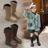 Giày bốt da cao cổ cho bé gái chất da mềm lót nỉ hàng quảng châu cao cấp ( Size 23-36)