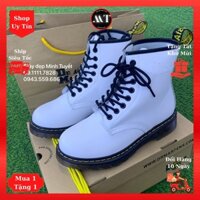 Giày bốt da Dr-Martens Trắng cổ cao nữ đẹp cao cấp, giày đốc thời trang hot trend hiện nay, Shop uy tín giá rẻ ở Hà Nội