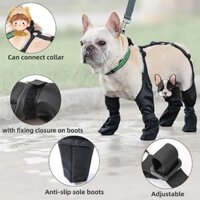 Giày bốt đi bộ ngoài trời cho chó Giày chống trượt cho mưa tuyết|Giày bốt treo chó|Boot đi bộ đường dài|Giày chống trượt cho chó|Quần legging Boot Dog Paw|Giày bốt chống nước in hình chó màu đen S YKD0224