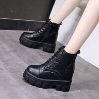 Giày Bốt Martin Da Đế Xuồng Dày 10cm Tăng Chiều Cao Kiểu Anh Thời Trang Thu Đông 2020 Cho Nữ
