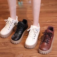 Giày bốt Martin đế dày bằng da thật dành cho nữ mùa giải 2022 mới cao cấp thời trang giày bốt mắt cá chân nhỏ Douyin cùng phong cách giày đế bệt