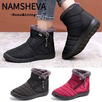 Giày Bốt Mùa Đông NAMSHEVA, Giày Bốt Nữ Tuyết Lót Lông Giữ Ấm Tuyết Boot, Dây Kéo Sang Trọng Chống Thấm Nước Mùa Đông Ấm Áp Mắt Cá Chân Giày Nữ