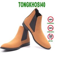 Giày bốt nam Chelsea Boots da lộn, cổ chun, đế cao 3cm khâu chắc chắn-CB548 vàng buc sp7
