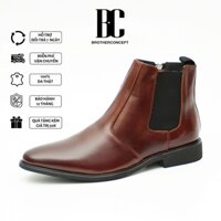 Giày Bốt Nam Cổ Cao, Giày Boot Nam Cao Cấp, Da Bò Thật, Đế Đúc cao su đặc - Chelsea Boots BC Brown - BRC062301
