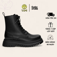 Giày Bốt Nam Cổ Cao Size 42, Giày Boot Nam Cổ Cao Đế Chunky 5 Phân Dây Buộc Cao Có Khóa Zip, Giày Bốt Xuất Xịn YAMI