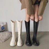 Giày Bốt nữ cao cổ, boot nữ khóa kéo chất liệu da phong cách thời trang đế 5cm mẫu mới siêu đẹp (full box)