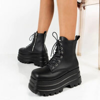Giày bốt nữ cao cổ đế 7p chất da , boot nữ martin buộc dây phong cách trẻ trung, năng động