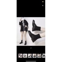 Giày bốt nữ cao cổ phối chun tất