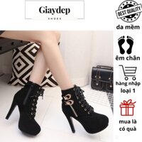 giày bốt nữ cao gót cột dây đé cao 10cm
