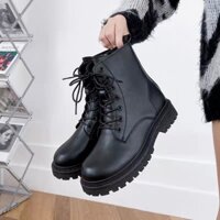 Giày bốt nữ cổ lửng cá tính, đế cao 4cm chất da mềm AICHIRO G09