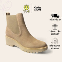 Giày Bốt Nữ Cổ Thấp Size 41, Bốt Nữ Hàng Hiệu Da Lộn Mũi Tròn Cổ Thun Đế Dày 7 Phân Màu Xám, Bốt Xuất Xịn YAMI