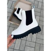 Giày bốt nữ dáng chelsea boot đế bánh mỳ xuất Mỹ chính hãng da mềm màu trắng đế êm chân-boot nữ xuất xịn ảnh thật