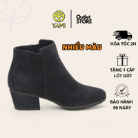 Giày Bốt Nữ Hàng Hiệu Cổ Thấp, Giày Boot Nữ Ôm Cổ Chân Gót Vuông 7cm Khóa Zip Có Big Size, Giày Bốt Xuất Xịn YAMI