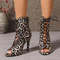 Giày Bốt Nữ Thời Trang Họa Tiết Da Báo Đẹp Giày Cao Gót 10 cm (Size 36-43)
