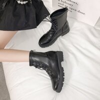 Giày bốt thời trang có khóa kéo cổ cao năng động chất da mềm, combat boots cho nữ - Mã B212