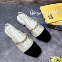 Giày búp bê 2 phân hở gót phối xích MA04
