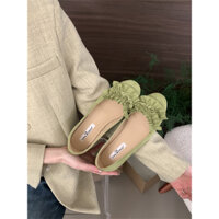Giày búp bê ba lê nữ da lộn đế bệt phối bèo nhún êm chân thời trang sang trọng phù hợp đi làm đi chơi nhiều màu