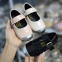 Giày búp bê bé gái mũi bạc trơn mang phong cách Lolita, quai dán tiện lợi, lấy cảm hứng từ Hàn Quốc