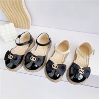 Giày búp bê bé gái No O bít mũi,Giày bệt cho bé gái phong cách vintage chất da bóng mềm mịn êm chân phối quai dán