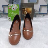 giày búp bê bệt màu bò phối
