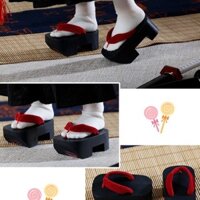 Giày búp bê BJD 1/4, dép gỗ Nhật Bản, dép sandal, phù hợp với kimono, có hàng