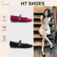 Giày búp bê C mũi tròn phối quai ngang khoá hai màu đế bệt 1cm đơn giản mới Fullbox 𝟴𝟯𝟯𝟬-𝟱