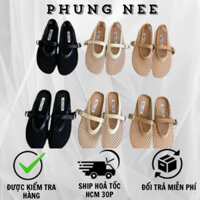 Giày Búp Bê Chất Lưới Cho Nữ 2025 Đế Bằng Quai Ngang Cá Tính Thoáng Khí