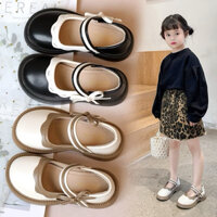 Giày Búp Bê Công Chúa Trang Trí Viền Bèo Cho Bé Gái Quai Dán Đính Nơ Kiểu Dáng Tiểu Thư Cho Bé 2-8 Tuổi -