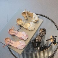 Giày Búp Bê Đế Thấp Đính Đá Phối Nơ Xinh Xắn Dành Cho Bé Gái 3-16 Tuổi