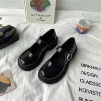 Giày Búp Bê Đen Bóng Nữ Dây Cài Đế 5cm Thời Trang Cao Cấp