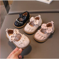 Giày Búp Bê Đính Ngọc Phối Quai Dính Nơ Chấm Bi Điệu Đà Cho Bé Gái 0-3 Tuổi [GG44]