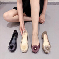 Giày búp bê gắn hoa Soervimy nhựa dẻo thơm đế 2cm êm chân, không thấm nước [đặt trước 15 ngày]