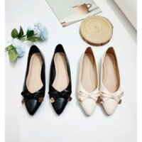 Giày búp bê giày bệt nữ da mềm nơ thắt