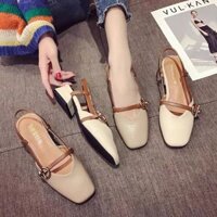 Giầy búp bê hở gót quai tròn bi sắt