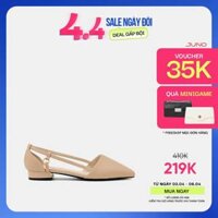 Giày Búp Bê Nữ 3cm Thời Trang Mũi Nhọn JUNO Da Trơn Khoét Eo BB03021