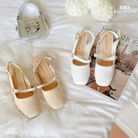 GIÀY BÚP BÊ NỮ BEESHOES MŨI TRÒN - GIÀY BÚP BÊ NỮ GÓT VUÔNG CAO 4 PHÂN SẴN MÀU TRẮNG - KEM 231082