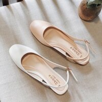 Giày búp bê nữ cao gót mũi vuông Annmodels 2 phân kiểu dáng slingback hở gót  _MIN028XM
