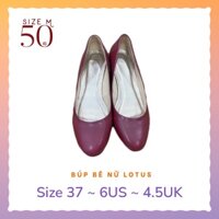 Giày búp bê nữ da dê gót 3cm siêu êm, slip on màu đỏ nâu style công sở thanh lịch dễ phối đồ -Size 37- LOTUS chính hãng