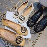 Giày Búp Bê Nữ Da Lì Siêu Mềm Êm Chân Mũi Giày Chữ G.c Sành Điệu
